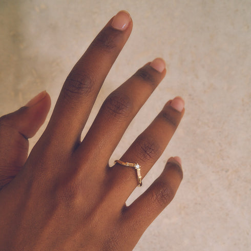 The Temple Ring with Diamonds in Yellow Gold